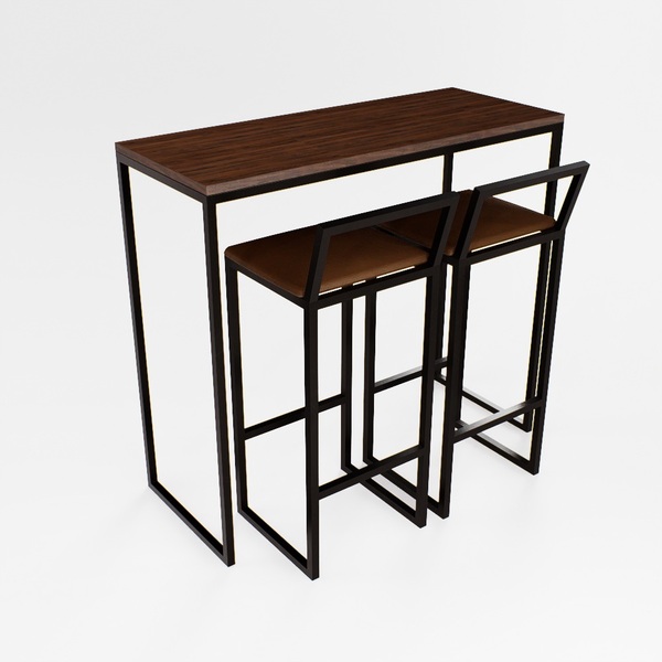 Bancada Cozinha Balcão Gourmet 120cm Imbuia Com 2 Banquetas E