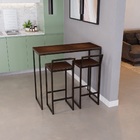 Bancada Cozinha Balcão Gourmet 120cm Imbuia Com 2 Banquetas E