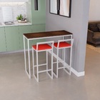 Bancada Cozinha Balcão Gourmet 120cm Imbuia Com 2 Banquetas E