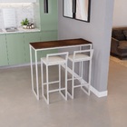 Bancada Cozinha Balcão Gourmet 120cm Imbuia Com 2 Banquetas E