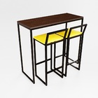 Bancada Cozinha Balcão Gourmet 120cm Imbuia Com 2 Banquetas E