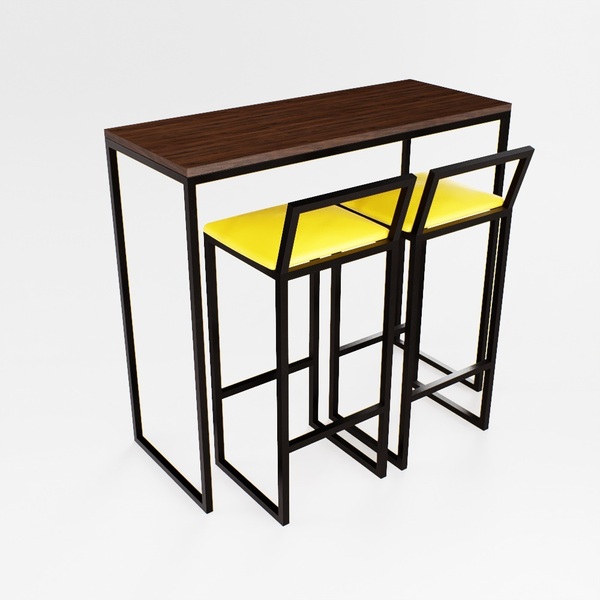 Bancada Cozinha Balcão Gourmet 120cm Imbuia Com 2 Banquetas E