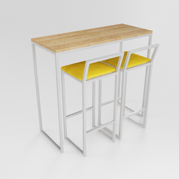 Bancada Cozinha Balcão Gourmet 120cm Pinus Com 2 Banquetas Es