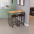 Bancada Cozinha Balcão Gourmet 120cm Pinus Com 2 Banquetas Es