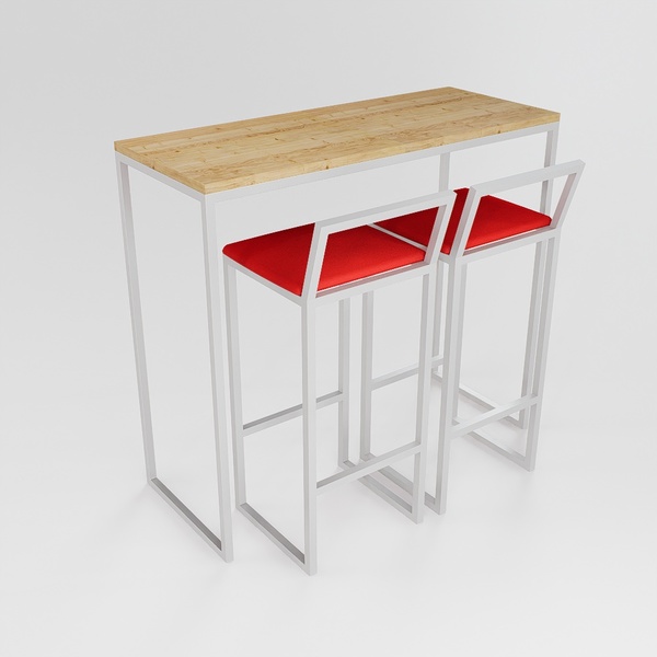 Bancada Cozinha Balcão Gourmet 120cm Pinus Com 2 Banquetas Es