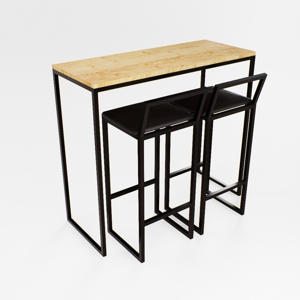 Bancada Cozinha Balcão Gourmet 120cm Pinus Com 2 Banquetas Es