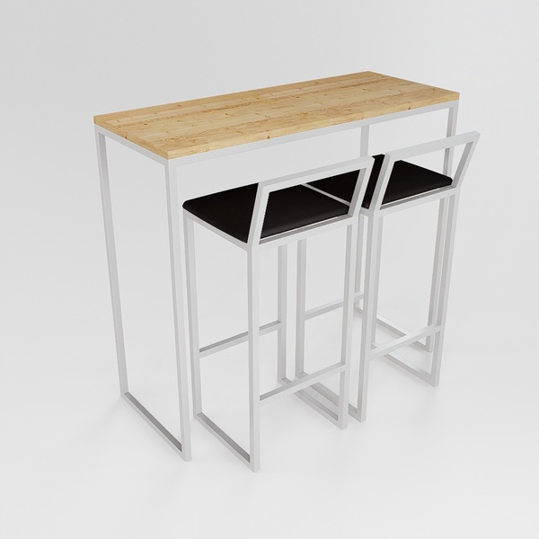 Bancada Cozinha Balcão Gourmet 120cm Pinus Com 2 Banquetas Es