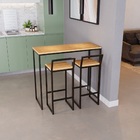 Bancada Cozinha Balcão Gourmet 120cm Pinus Com 2 Banquetas Pi