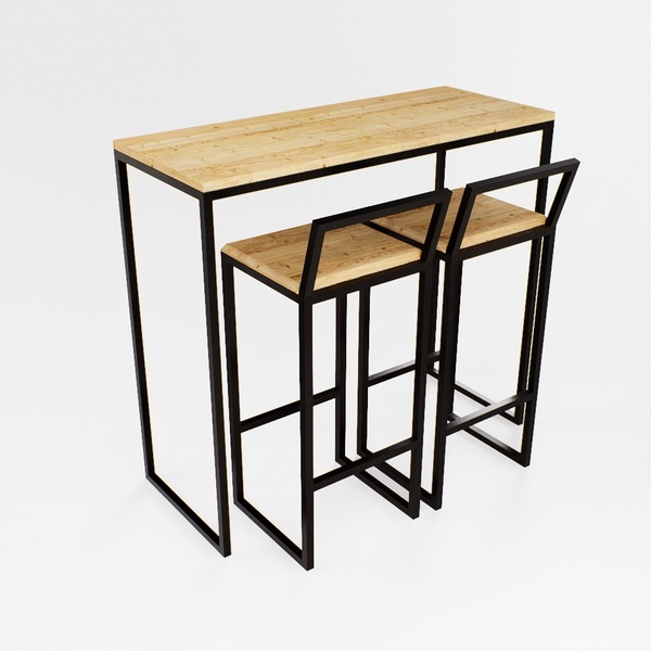 Bancada Cozinha Balcão Gourmet 120cm Pinus Com 2 Banquetas Pi