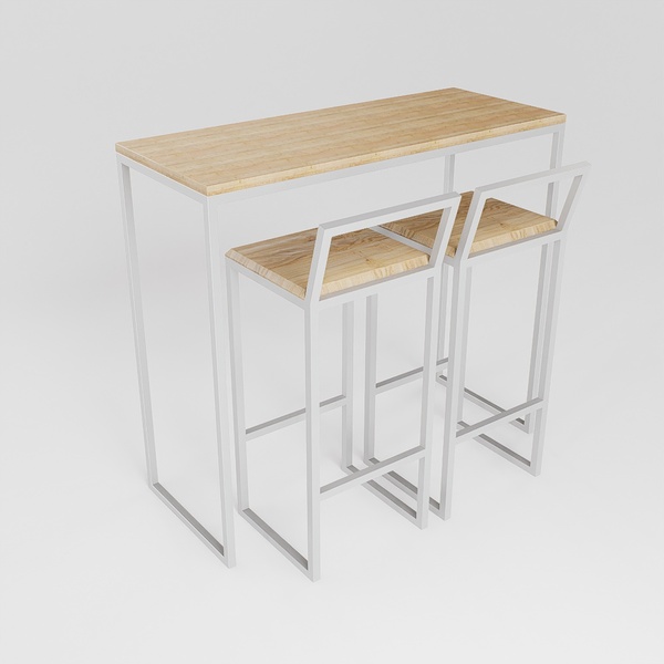 Bancada Cozinha Balcão Gourmet 120cm Pinus Com 2 Banquetas Pi