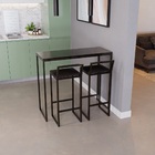 Bancada Cozinha Balcão Gourmet 120cm Preto Com 2 Banqueta Est