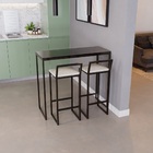 Bancada Cozinha Balcão Gourmet 120cm Preto Com 2 Banqueta Est