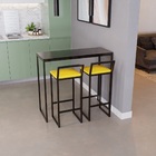 Bancada Cozinha Balcão Gourmet 120cm Preto Com 2 Banqueta Est