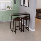 Bancada Cozinha Balcão Gourmet 120cm Preto Com 2 Banqueta Est