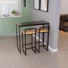 Bancada Cozinha Balcão Gourmet 120cm Preto Com 2 Banquetas Pi