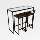 Bancada Cozinha Balcão Gourmet 120cm Vidro Com 2 Banquetas Es