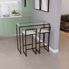 Bancada Cozinha Balcão Gourmet 120cm Vidro Com 2 Banquetas Es