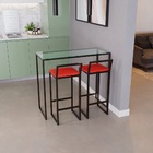 Bancada Cozinha Balcão Gourmet 120cm Vidro Com 2 Banquetas Es