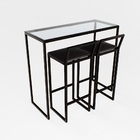 Bancada Cozinha Balcão Gourmet 120cm Vidro Com 2 Banquetas Es