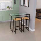 Bancada Cozinha Balcão Gourmet 120cm Vidro Com 2 Banquetas Pi