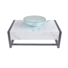 Bancada de Banheiro em Cerâmica com 1 Cuba de Apoio 25,9x44,7x71,2cm Pequena Branca Cris Metal