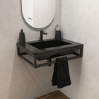 Bancada de Banheiro em Metal com 1 Cuba Embutida 20x60x45cm Pequena Preta Iron Black Venturi