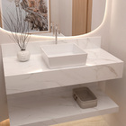 Bancada de Banheiro em Porcelanato para Cuba de Apoio 15x100x45cm Média Marmorizado Gold VIP Bongut