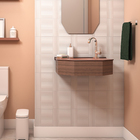 Bancada de Banheiro em Madeira com 1 Cuba Embutida 14,5x55x43cm Pequena Bronze Decor Cris Metal