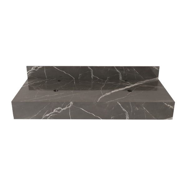 Bancada de Banheiro em Porcelanato de Apoio 120x45x15cm Grande Calacata Black Vip Bongut