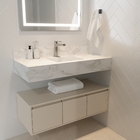 Bancada de Banheiro em Porcelanato com 1 Cuba Esculpida 15x100x45cm Média Marmorizado Gold Class Bongut