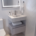 Bancada de Banheiro em Porcelanato com 1 Cuba Esculpida 15x60x45cm Pequena Marmorizado Gold Class Bongut