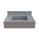 Bancada de Banheiro em Porcelanato com 1 Cuba Esculpida 15x60x45cm Pequena Cinza Marmi Class Bongut