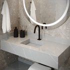 Bancada de Banheiro em Porcelanato com 1 Cuba Esculpida 15x100x45cm Média Cinza Marmi Class Bongut