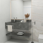 Bancada de Banheiro em Porcelanato com 1 Cuba Esculpida 30x120x50cm Grande Preta Dark Premium Esculpida Bongut