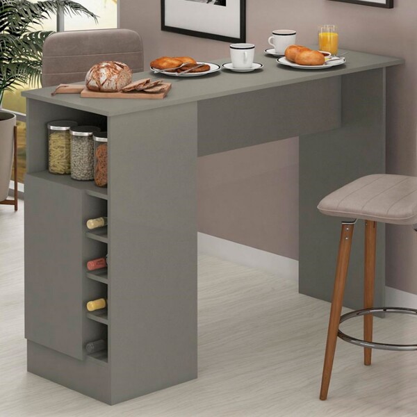 Bancada De Cozinha 1 Porta Com Adega Cinza - Fellici