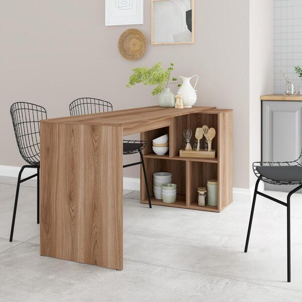 Bancada De Cozinha Com Nichos Multimóveis Cr20053 Castanho