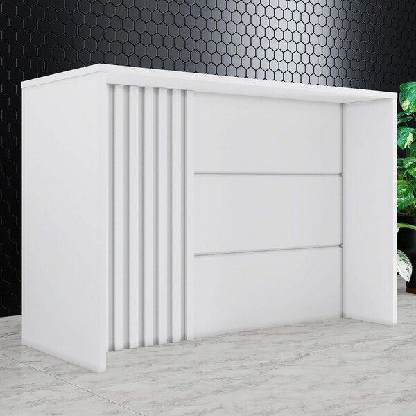 Bancada De Cozinha Ilha Gourmet Com Ripado Branco Hp -  Henn