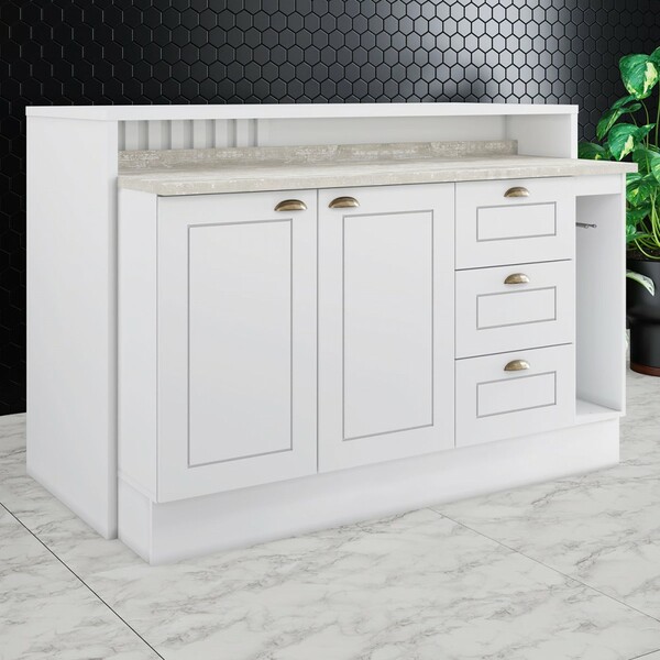 Bancada De Cozinha Kit Ilha Gourmet Americana 2 Portas 3 Gave