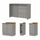 Bancada De Cozinha Kit Ilha Gourmet Americana 3 Portas Ripado