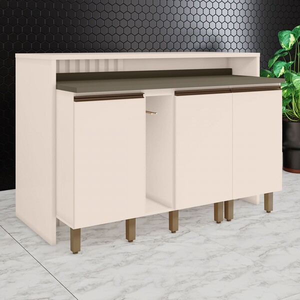 Bancada De Cozinha Kit Ilha Gourmet Connect 3 Portas Ripado D