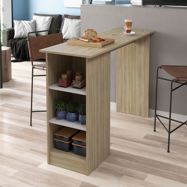 Bancada De Cozinha Ravenna 2 Prateleiras Dourado/fumê - Jcarv