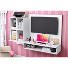 Bancada De Estudos Com Painel Para Tv Show Branco Texturizado