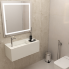 Bancada de Banheiro Pedra com Cuba Esculpida 35x80cm Denver Branca Bongut