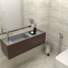 Bancada de Banheiro Pedra com Cuba Esculpida 35x100cm Filad Cinza Madeirado Bongut