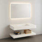 Bancada De Porcelanato C/ Cuba De Cerâmica + Espelho Com Led