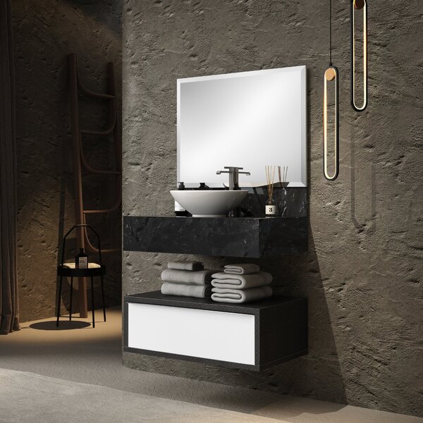 Bancada De Porcelanato Para Banheiro Com Cuba Embutida Gavete