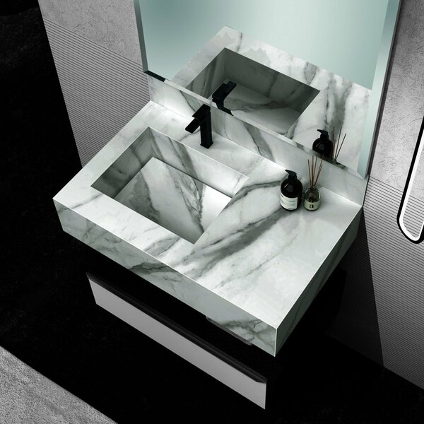 Bancada Em Porcelanato 80cm Com Cuba Esculpida Max