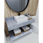 Bancada Em Porcelanato Para Banheiro 100cm  Sem Cuba Grafite