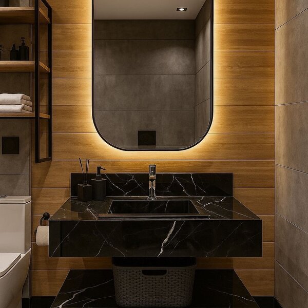 Bancada Em Porcelanato Para Banheiro 80cm Com Cuba