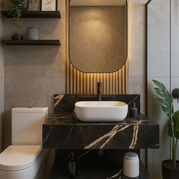 Bancada Em Porcelanato Para Banheiro Completo Alto Padrao 80c